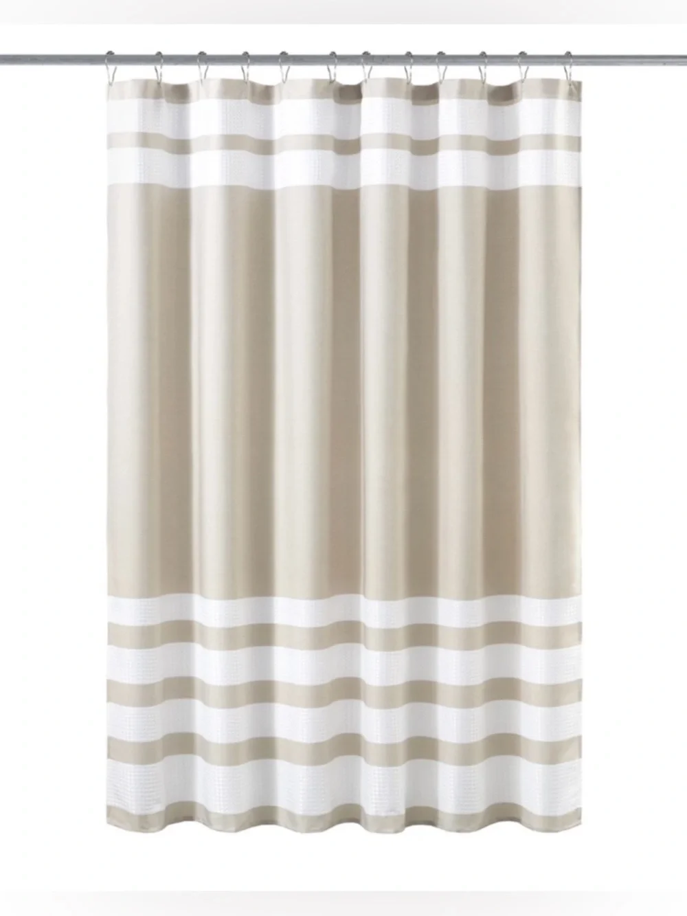 Sonoma Goods For Life Spa Shower Curtain-Beige and White Striped,70x72